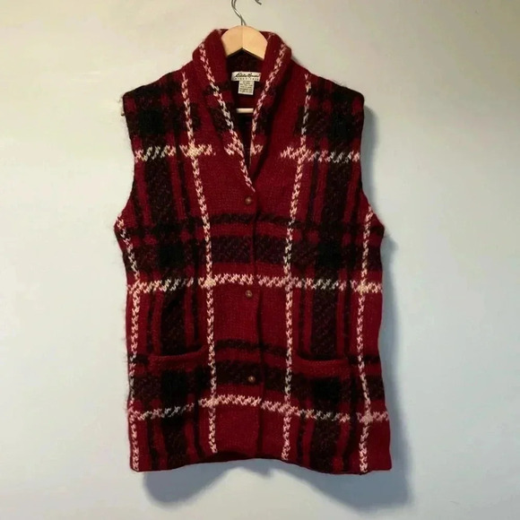 Eddie Bauer vintage plaid  100% wool sweater vest - Picture 1 of 6